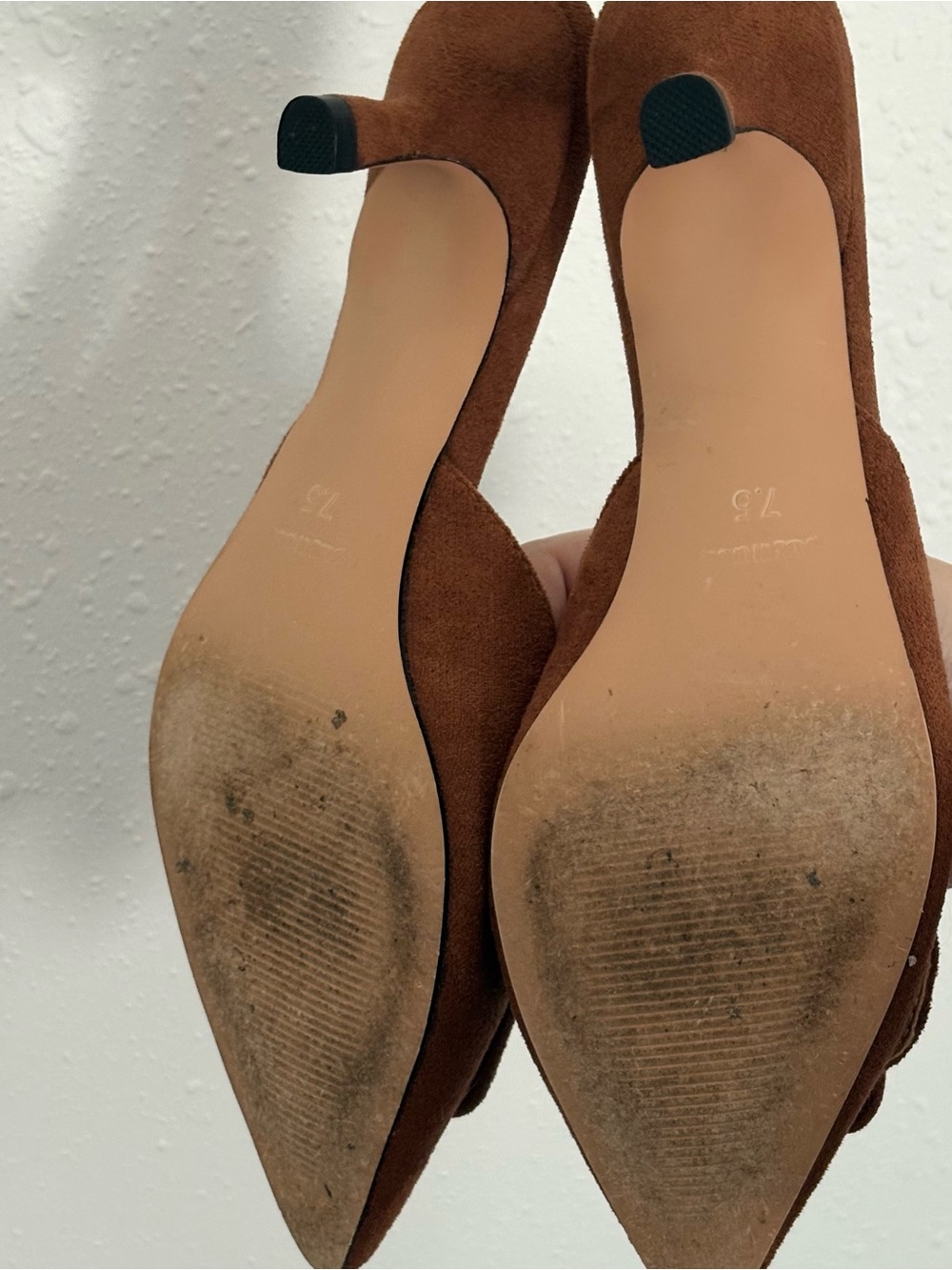 Chestnut Suede Pointed-Toe Buckle Mules - Picture 6 of 6